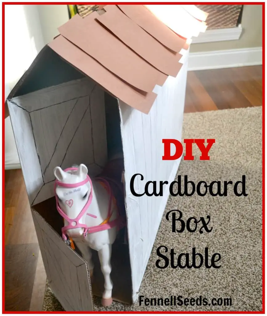 DIY Cardboard Box Stable to fit American Girl Horse