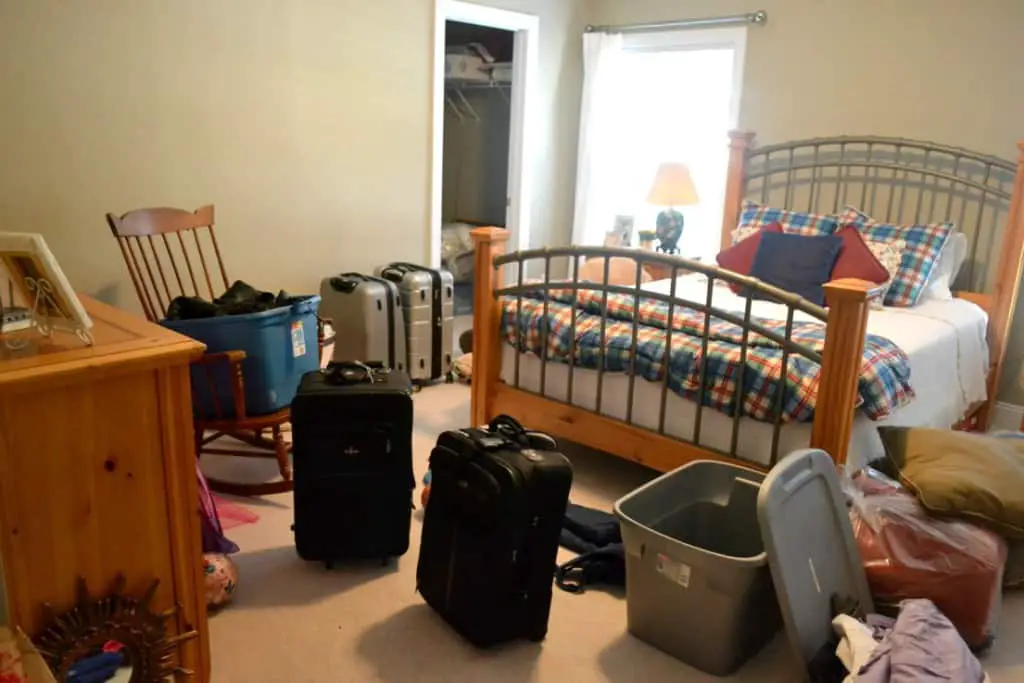 Guest Room Clean Up - Before & After Photos. After a family ski trip this room was completely destroyed. I tackled the mess this morning and here is how I pulled it back together.