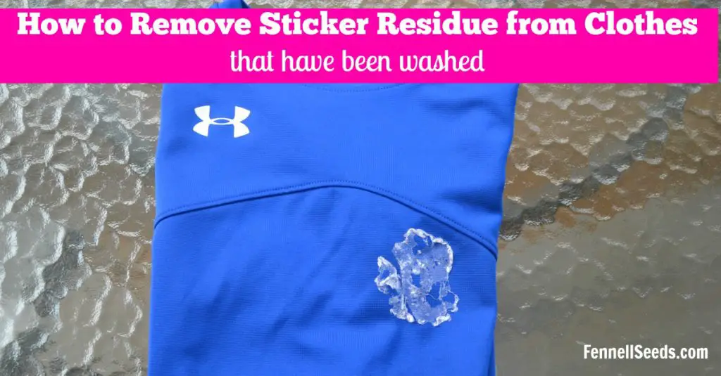 How to remove sticker residue from your clothes after they are washed. I have tried picking, soaking and scrubbing but nothing worked. I have thrown away several shirts until I found this way to remove sticker residue. It really does work and is super easy, no scrubbing involved.| how to remove sticker residue off clothes | how to get sticker residue off clothes | how to get a sticker off a shirt