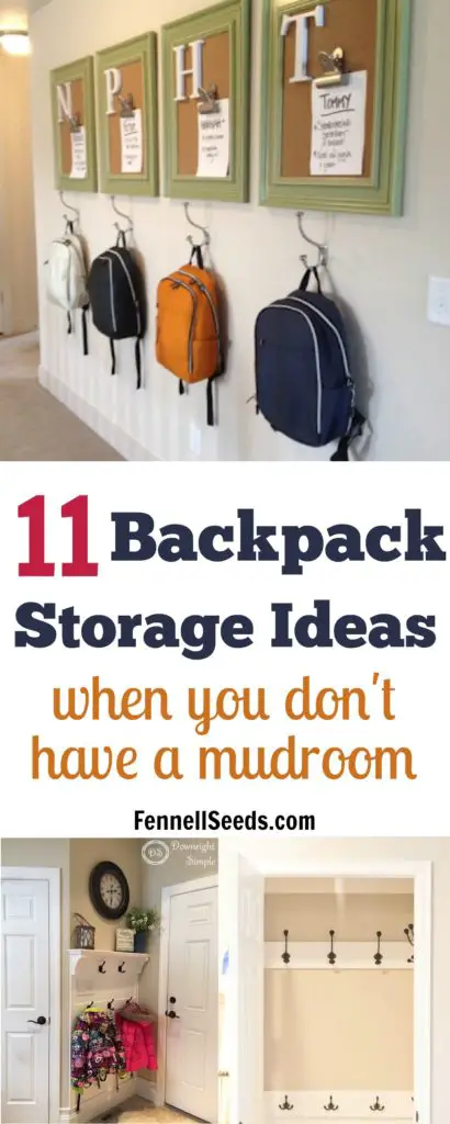 Backpack storage | Backpack storage ideas | Coat storage | Coat rack | coat hook | backpack hook | place for backpacks | mudroom organization | mudroom ideas