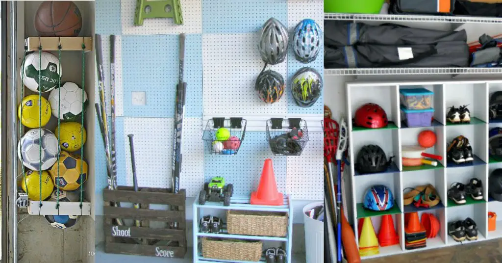 sports equipment storage | garage organization | how to store sports gear | store sports equipment | sports equipment organization | Scooter storage | ski equipment organization | hockey storage