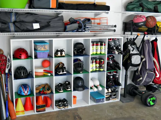 sports equipment storage | garage organization | how to store sports gear | store sports equipment | sports equipment organization