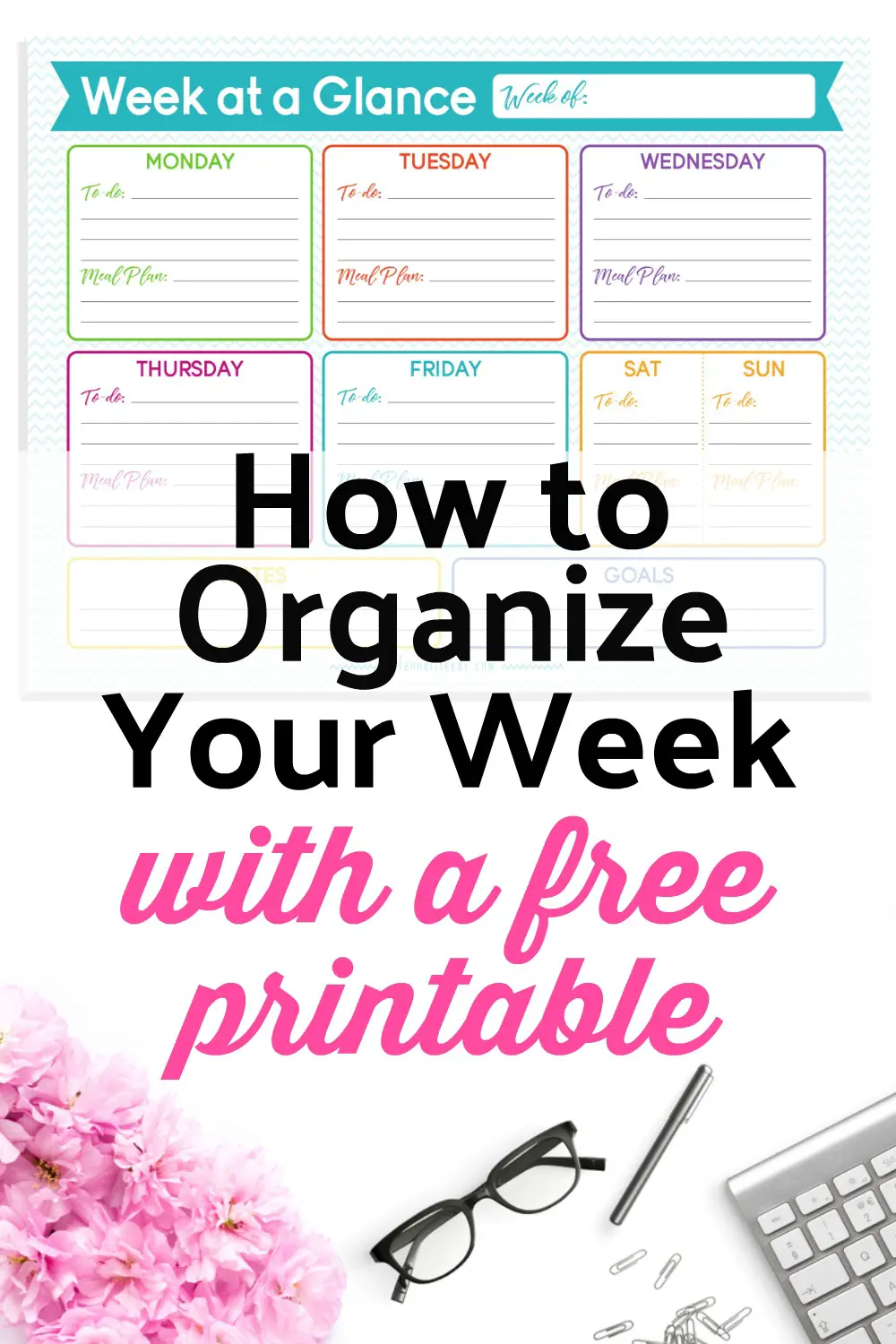 Week at a glance, Weekly To Do List, To Do List, Meal Planning, Organization, Weekly Calendar