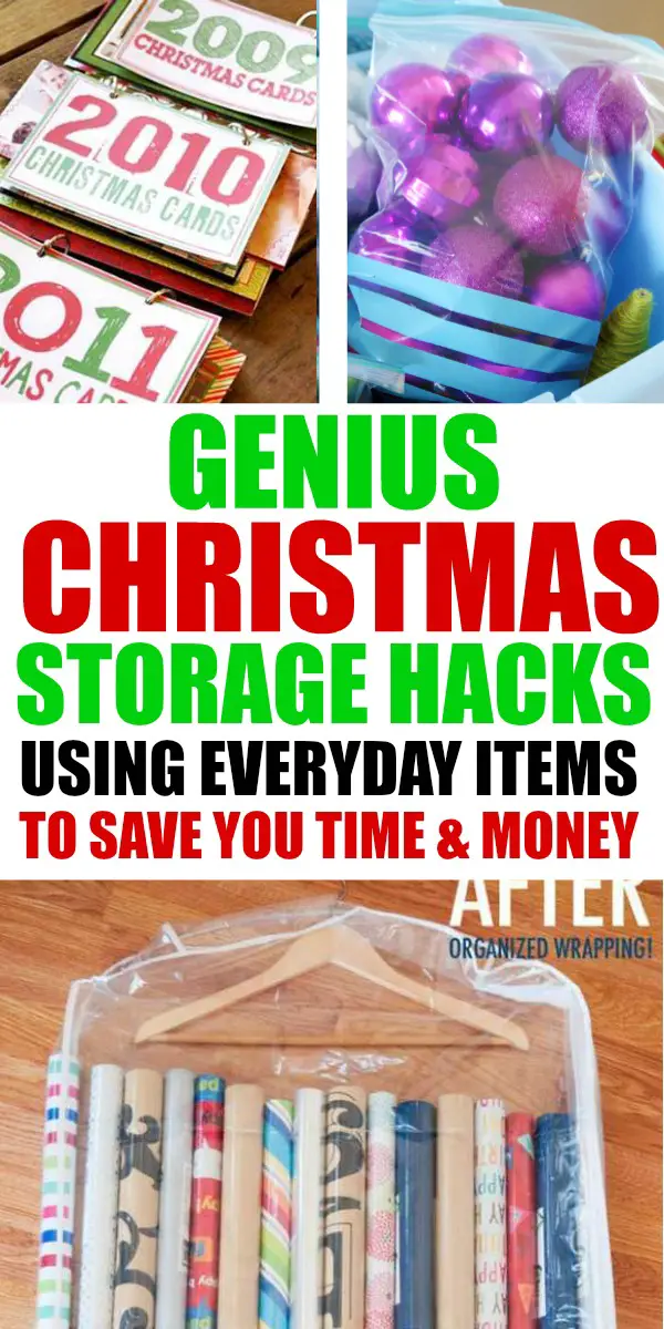 Everyday items that help you with Christmas storage. These Christmas storage ideas and hacks will blow your mind and help make decorating easier. | holiday decor organization | holiday storage | Christmas storage ideas | Christmas Organization Hacks #organization #christmasorganization #holidayorganization #christmasstorage #storageideas