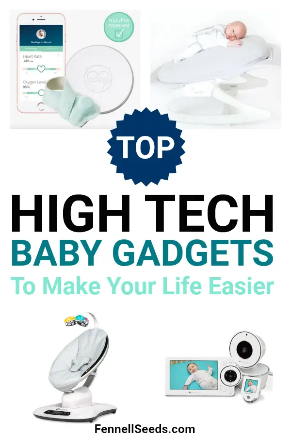High tech baby gadgets can make life with a newborn so much easier. Here are the top baby technology items to help you. #babytech #babytechnology #babygadgets