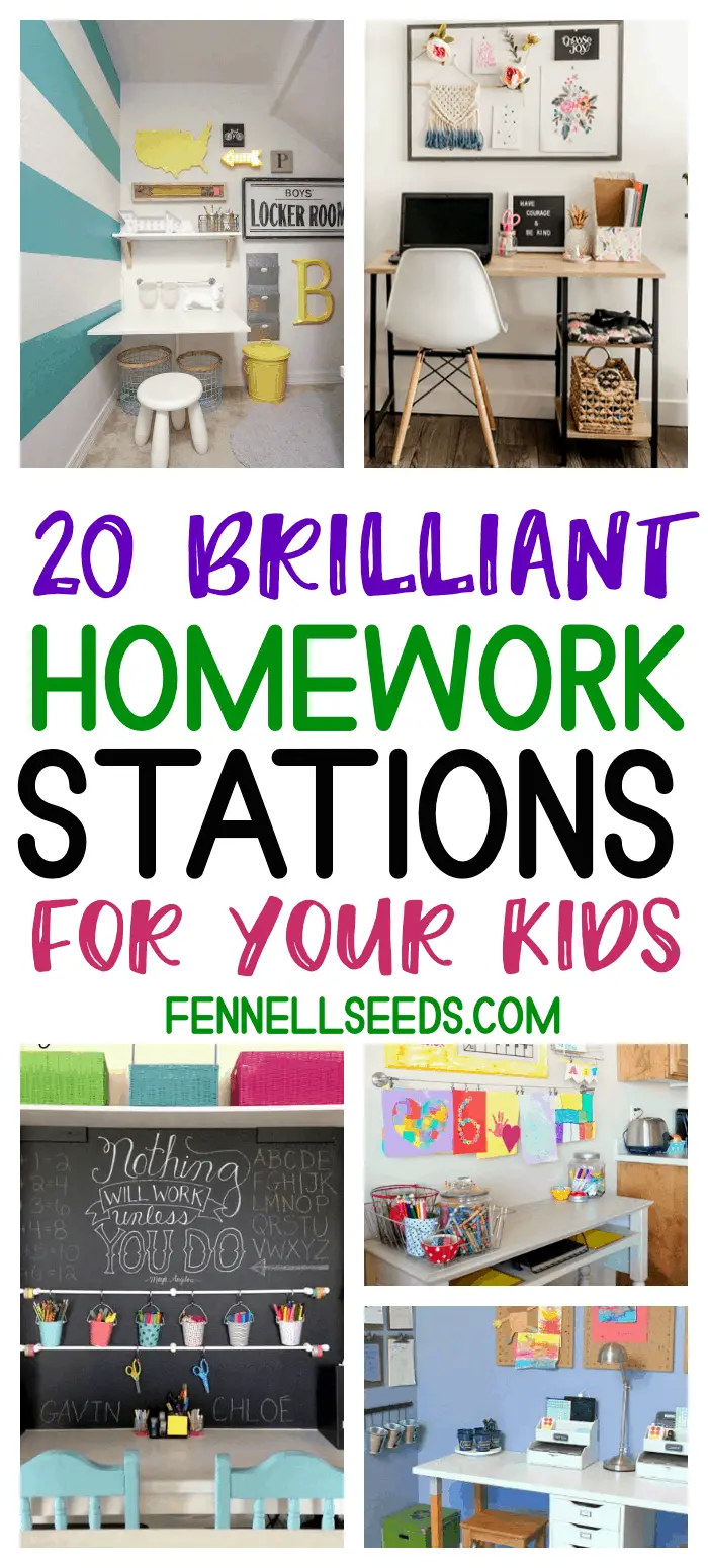 Genius Homework Stations Your Kids Will Love. These homework command centers will help define where homework should be done for your kids. #homework #homeworkstation #commandcenter