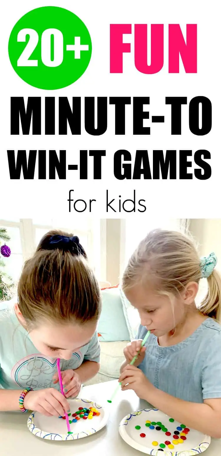 Fun Minute to Win It games for kids that are easy to set up. #minutetowinit