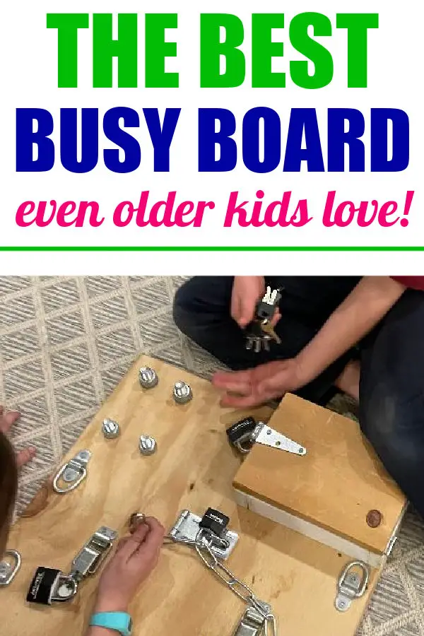 Photo of an Exciting DIY Montessori Busy Board for older kids to spend hours locking and unlocking.