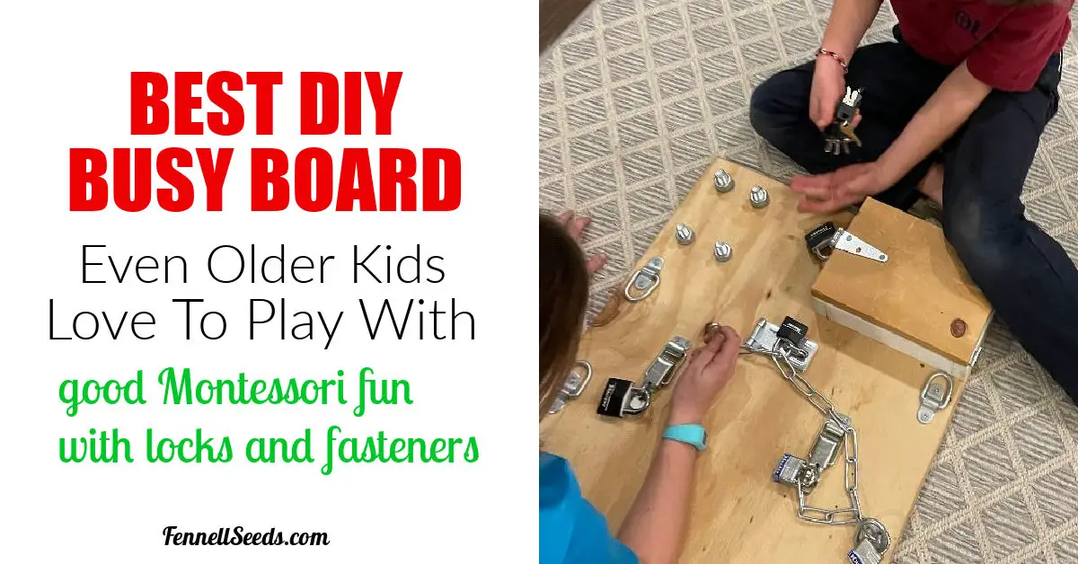 Photo of an Exciting DIY Montessori Busy Board for older kids to spend hours locking and unlocking.