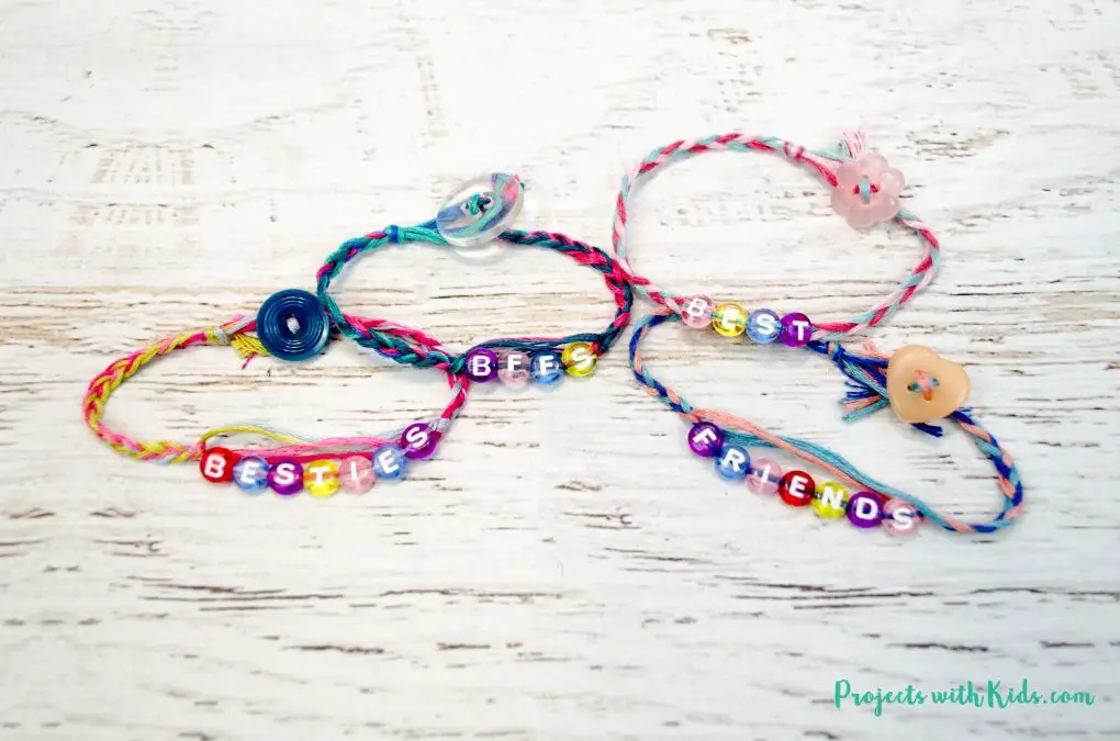 Braided friendship bracelets with beads