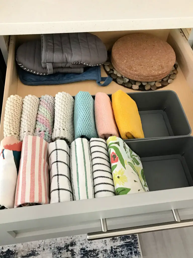 Organized Dish Towel Drawer