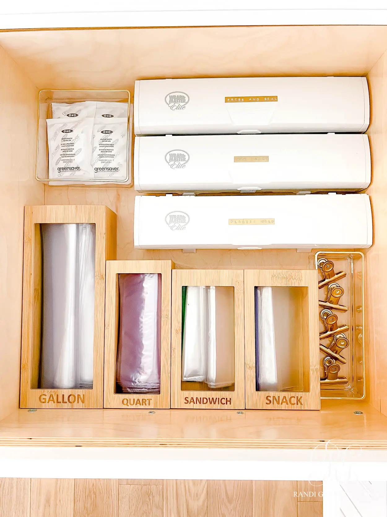 Ziplock bag drawer organization